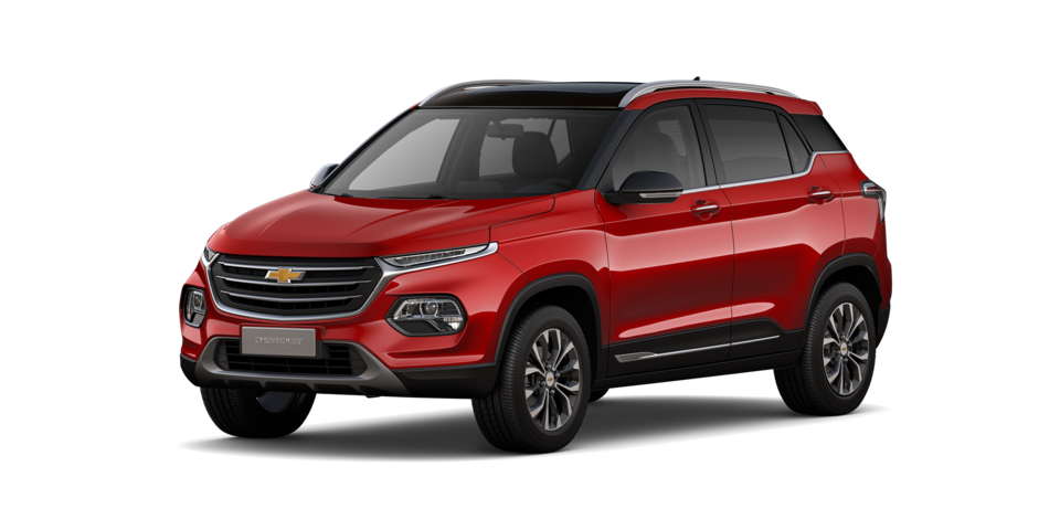 Chevrolet Groove 2025, camioneta pequeña, en color rojo metálico
